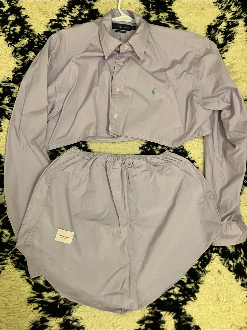 Ralph Lauren Two-Piece Cropped Shirt Set in Light Lavender - Picture 2 of 3